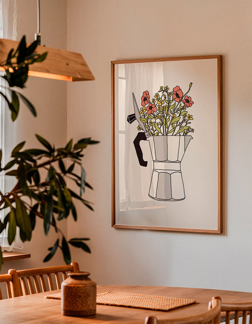 Arte para cozinha moka com flores