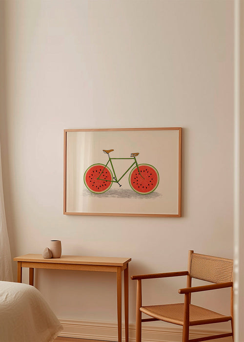 Arte para cozinha: bicicleta com rodas de melancia