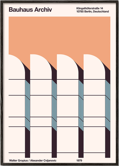 Poster geométrico Bauhaus Archiv fachada