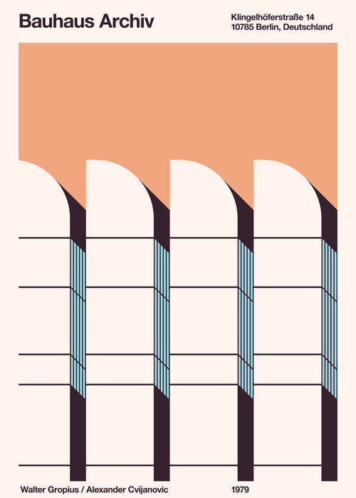 Poster geométrico Bauhaus Archiv fachada