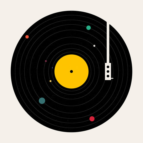 Impressão vintage com vinil gráfico
