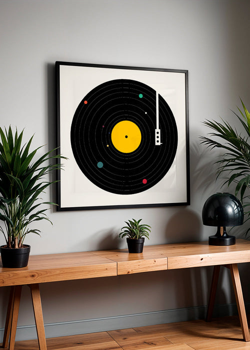 Impressão vintage com vinil gráfico