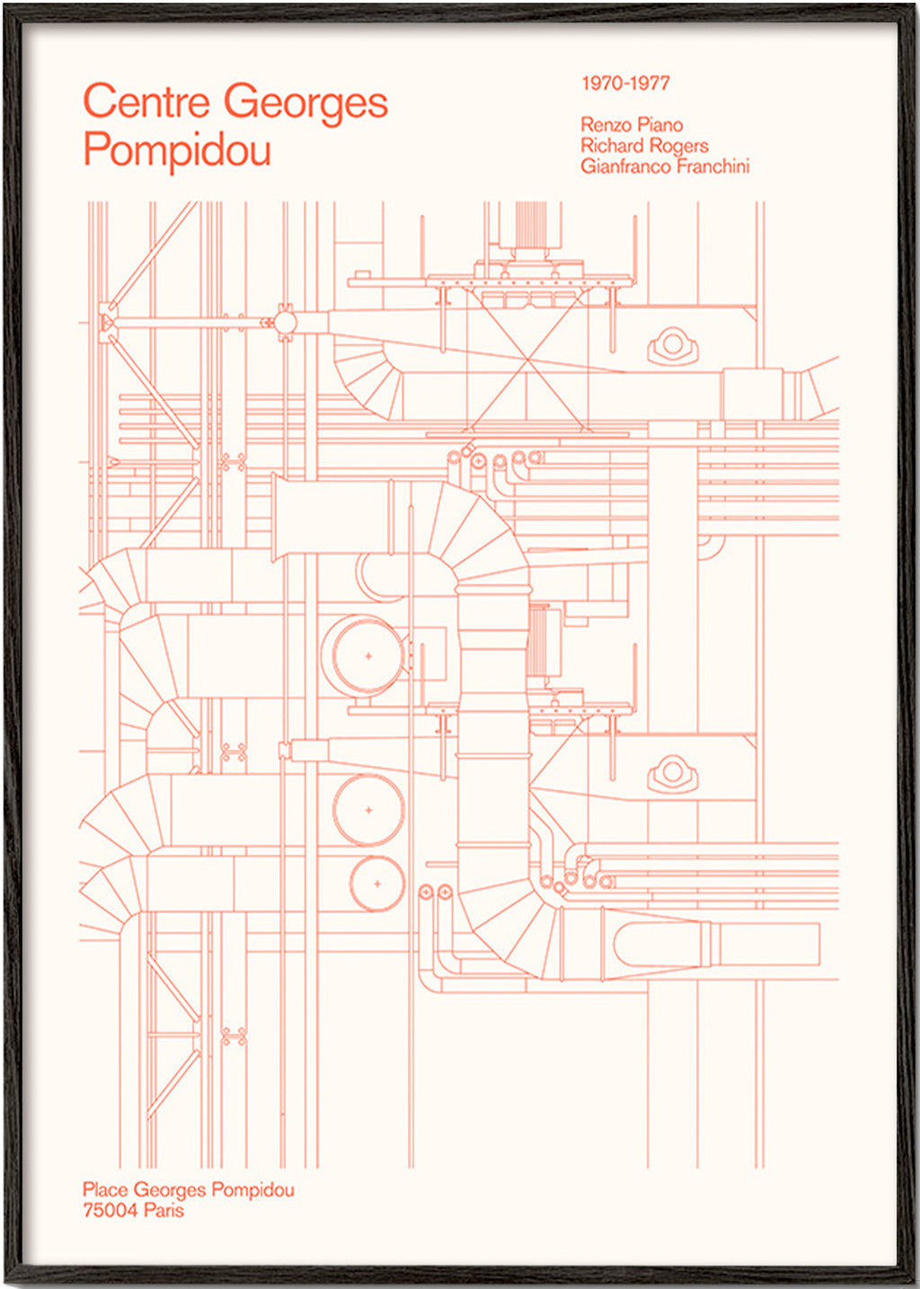 Arte para cozinha Centre Pompidou esquema técnico