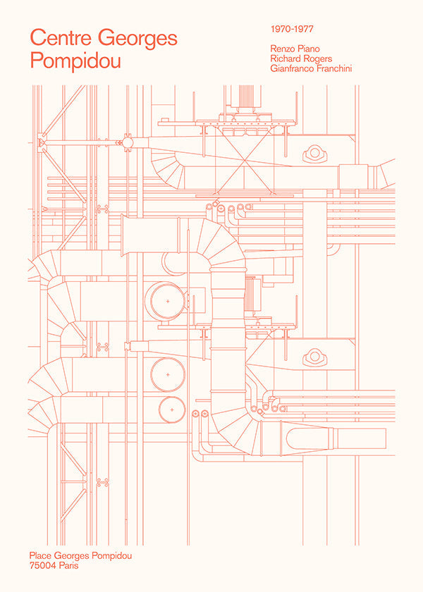 Arte para cozinha Centre Pompidou esquema técnico