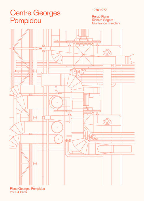 Arte para cozinha Centre Pompidou esquema técnico