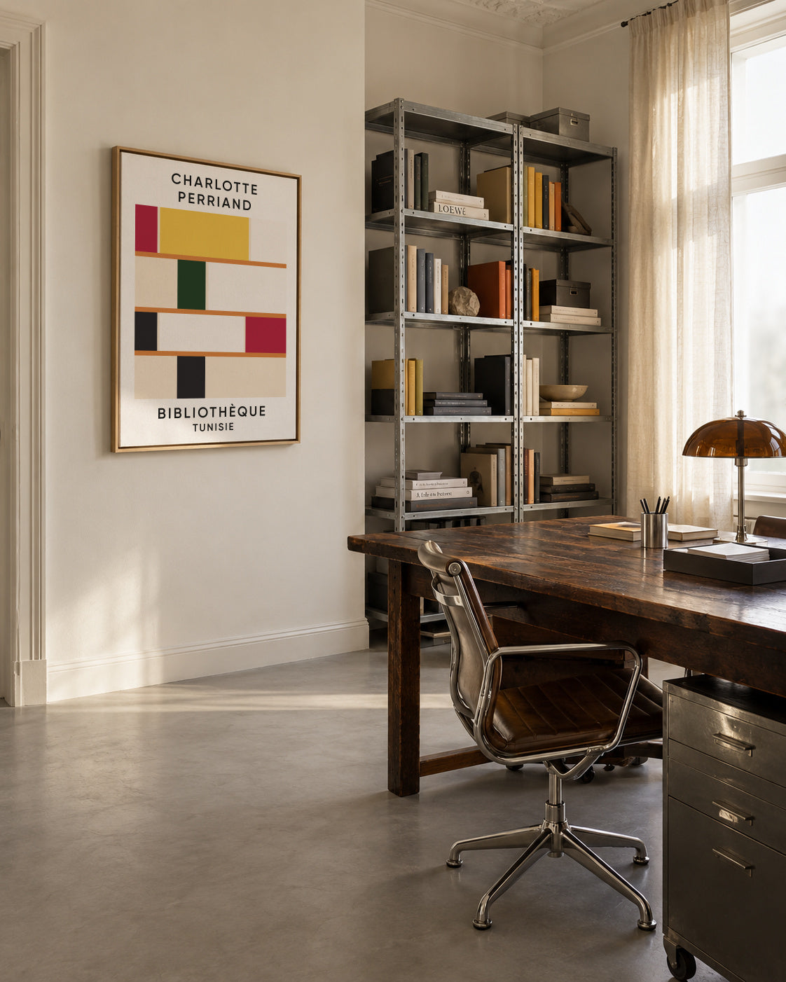 Charlotte Perriand - Bibliothèque - Tunisie - Framed canvas in an interior