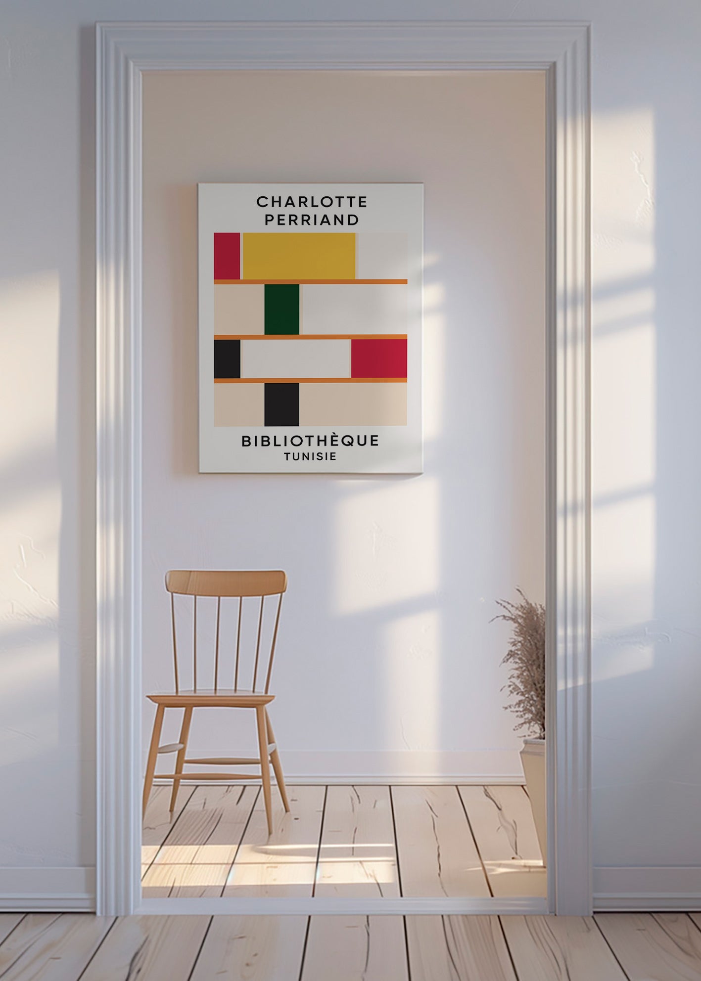 Quadro geométrico prateleira em blocos coloridos