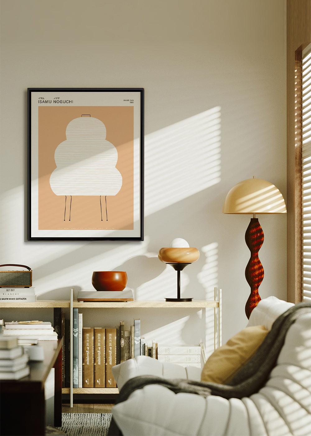 Ilustração Noguchi Akari em linhas minimalistas