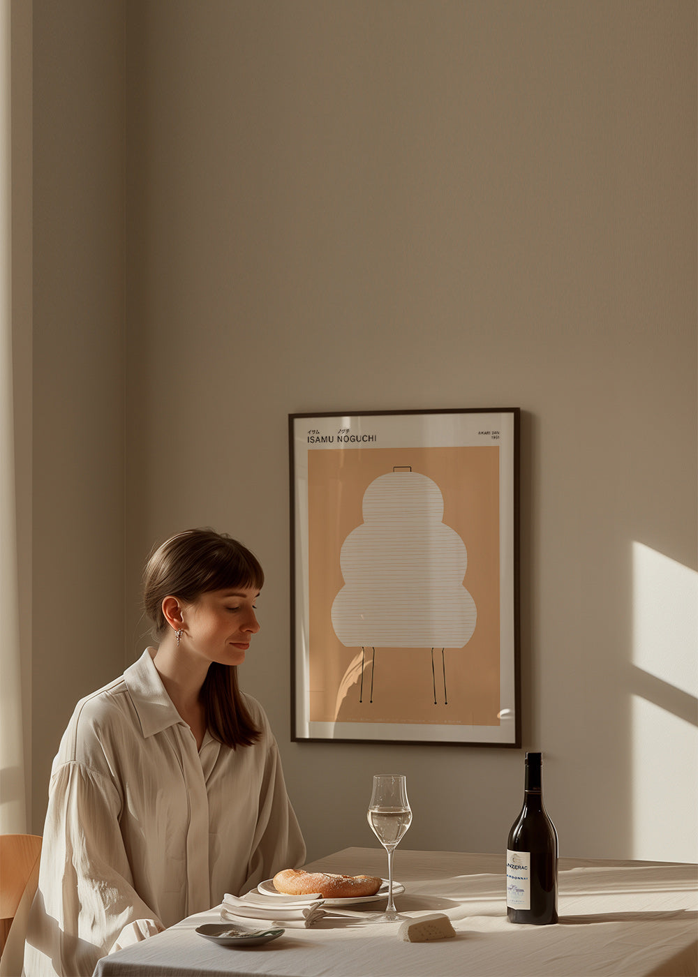 Ilustração Noguchi Akari em linhas minimalistas