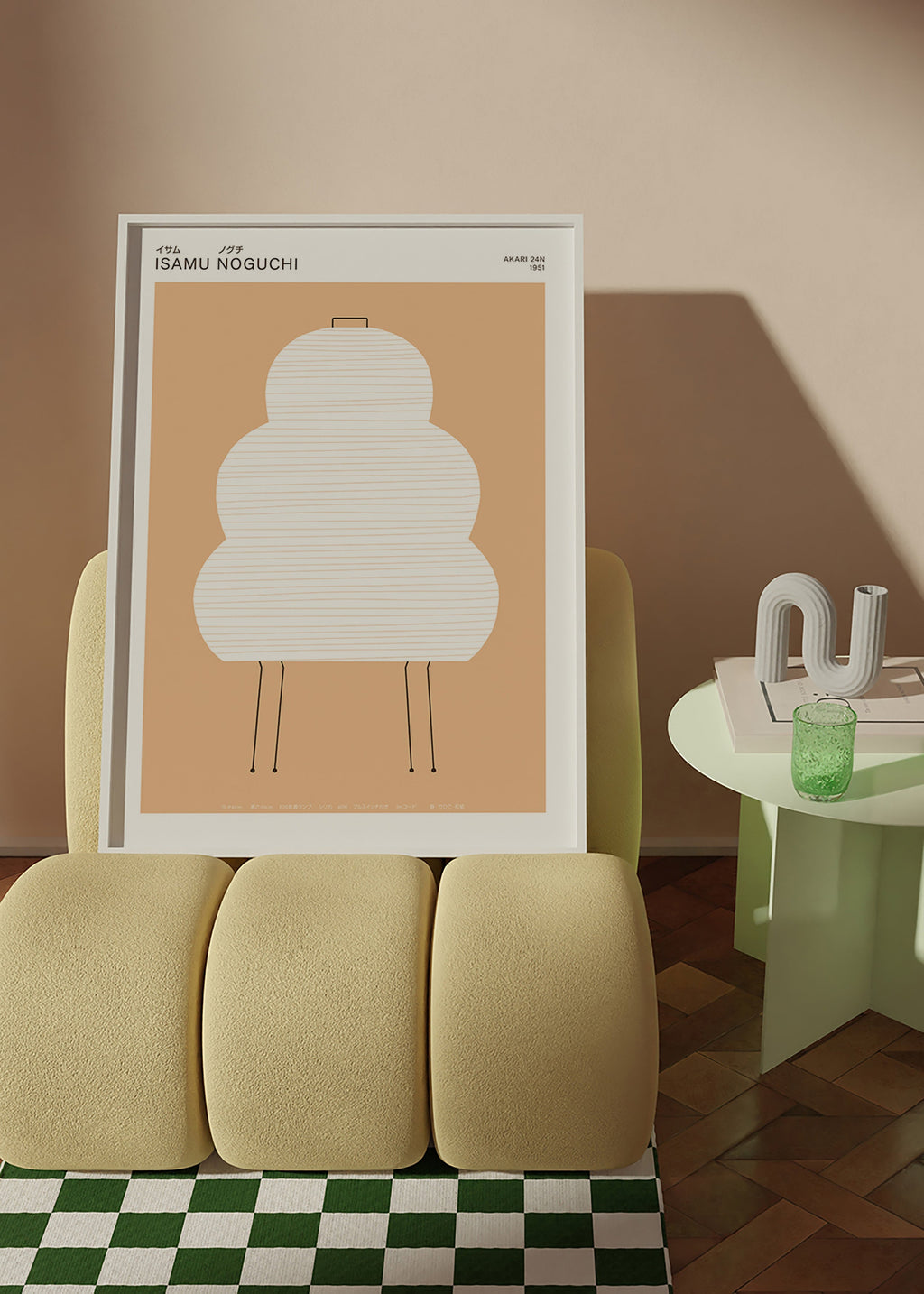 Ilustração Noguchi Akari em linhas minimalistas
