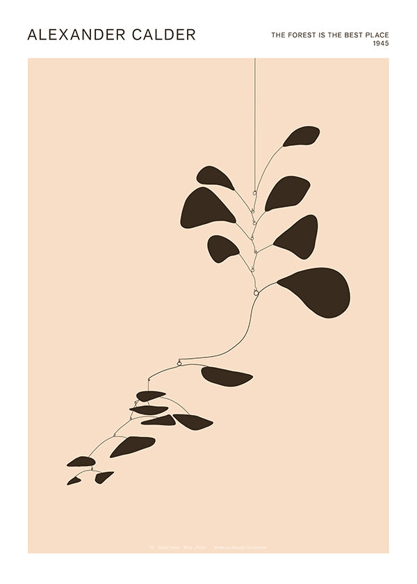 Estampa botânica móvel Calder com folhas negras