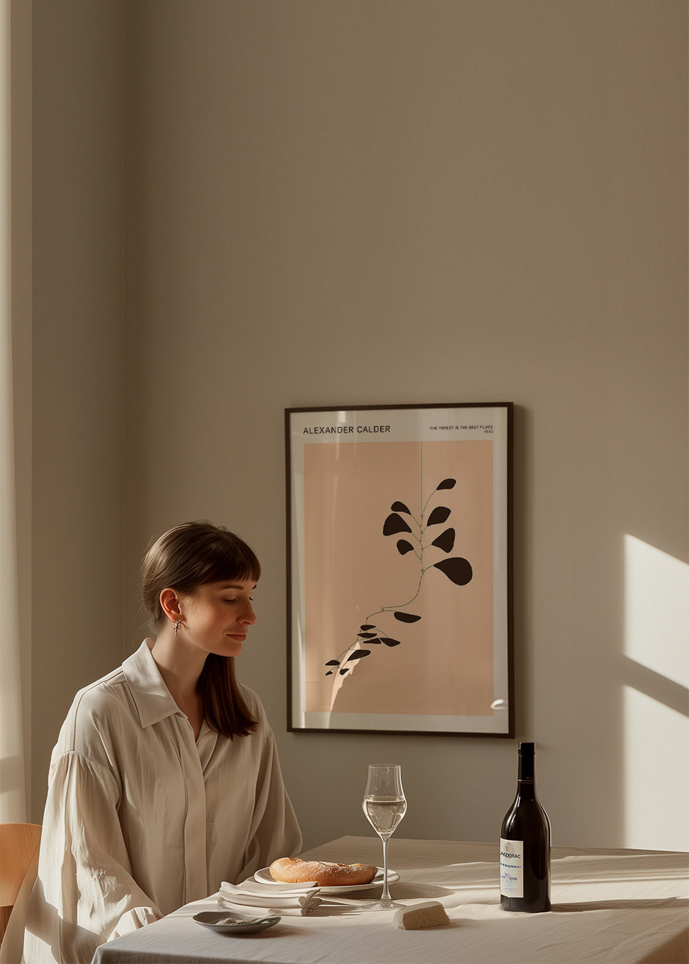 Estampa botânica móvel Calder com folhas negras