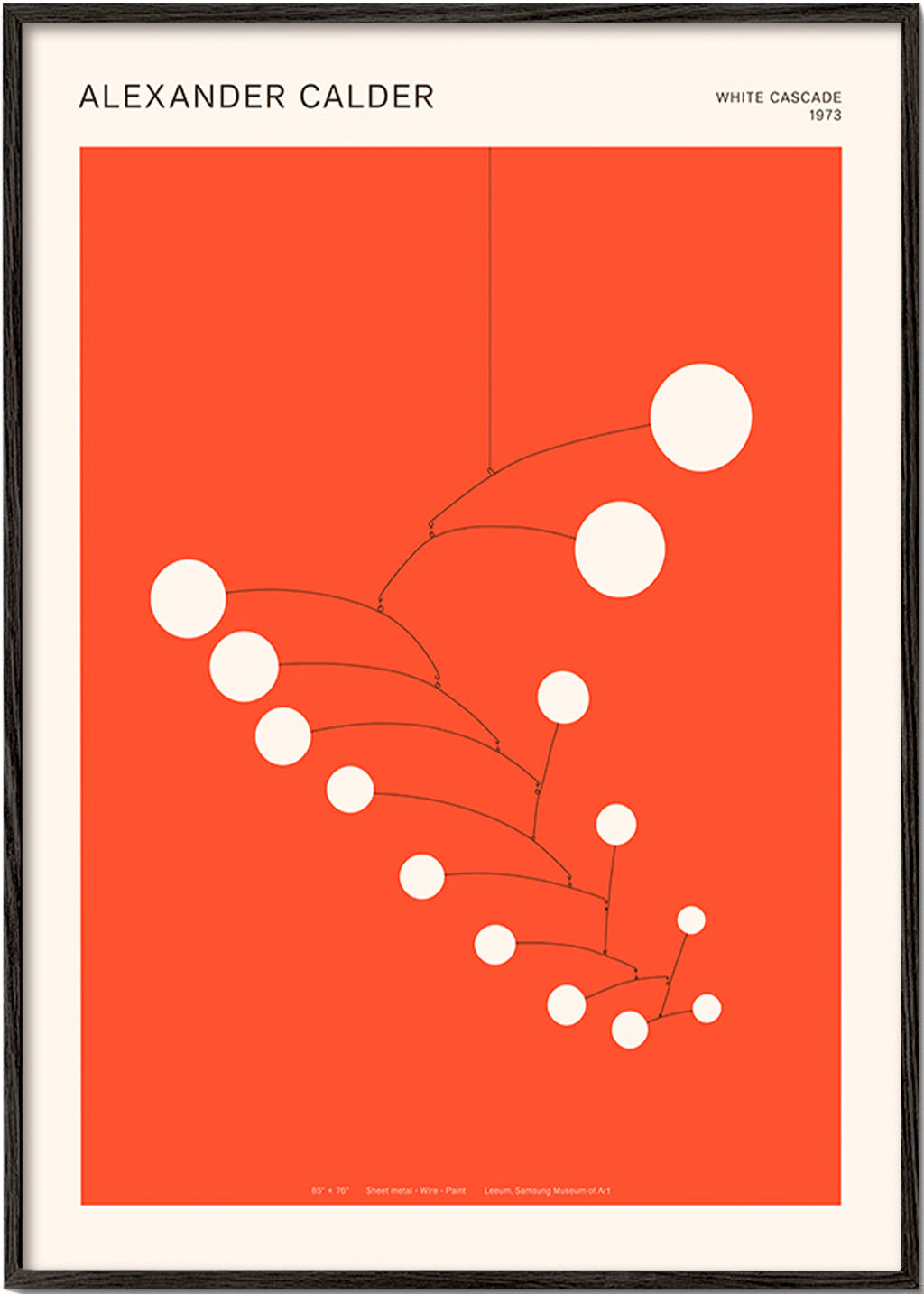 Obra abstrata móvel vermelha com círculos