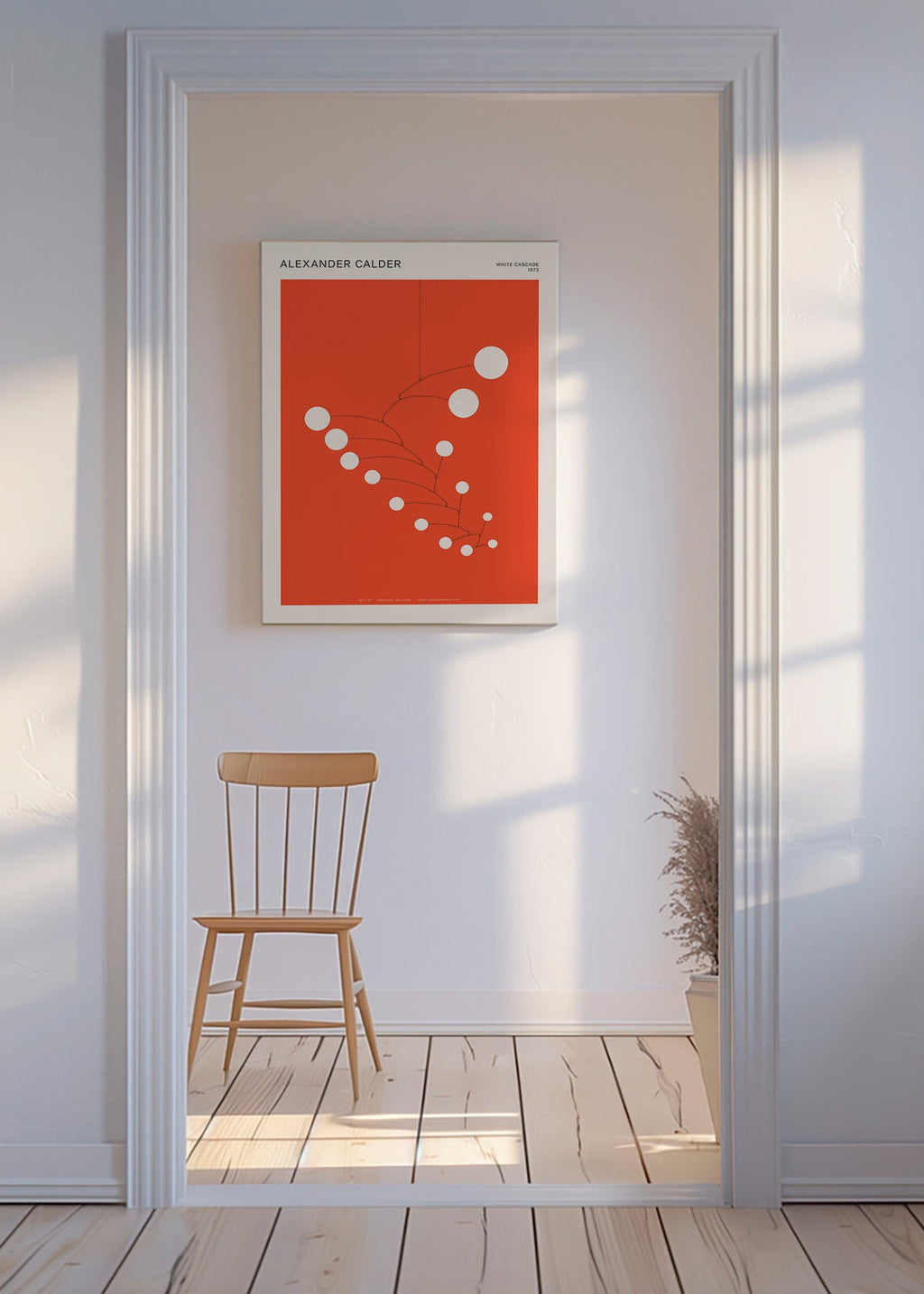 Obra abstrata móvel vermelha com círculos