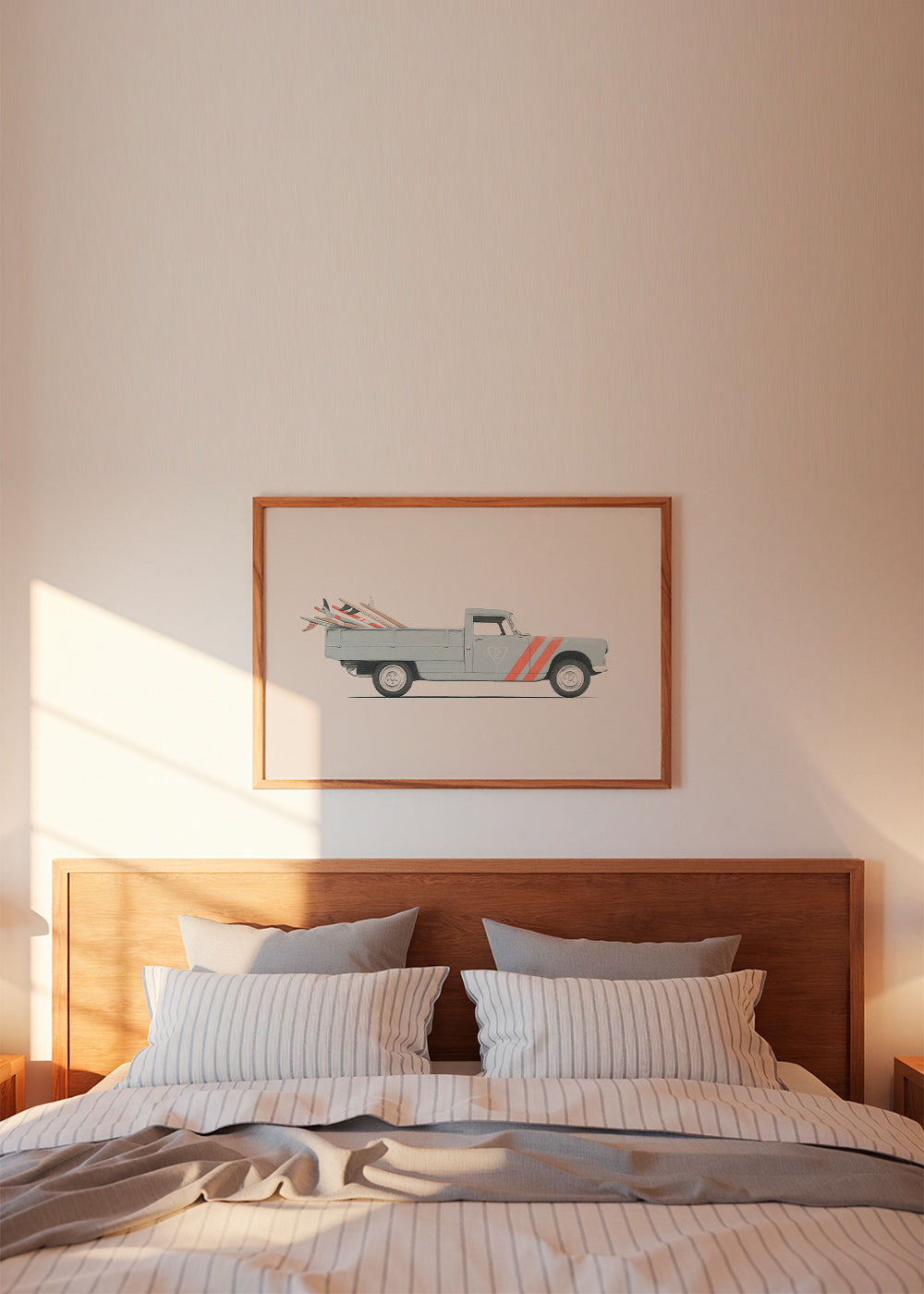 Arte vintage pickup com pranchas de surf