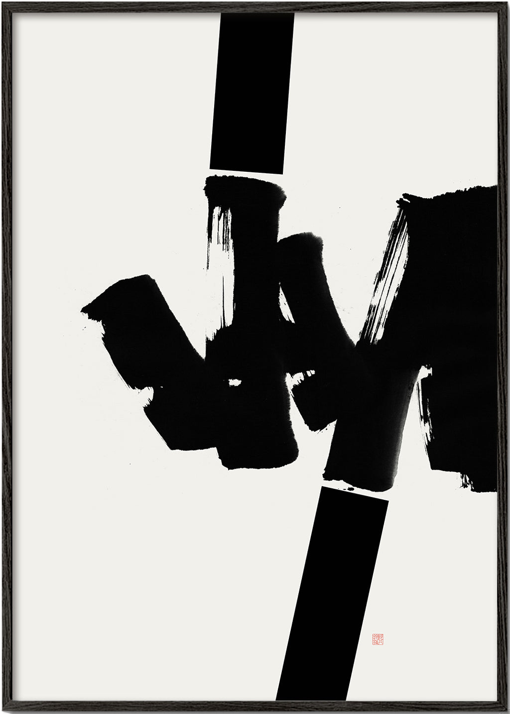 Quadro abstrato em tinta preta gestual