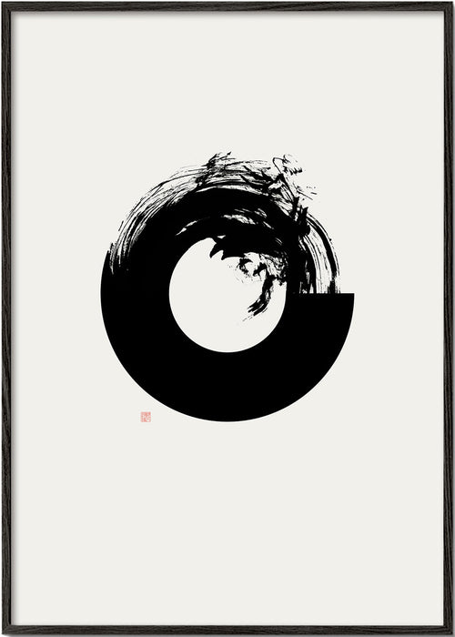 Arte preto e branco com círculo enso minimal