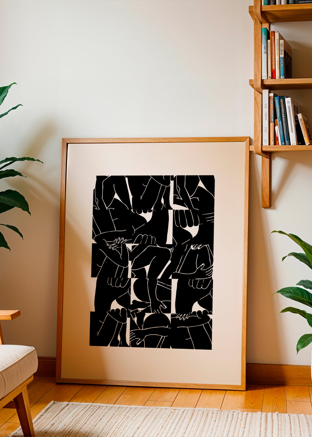 Arte abstrata de corpos em negativo