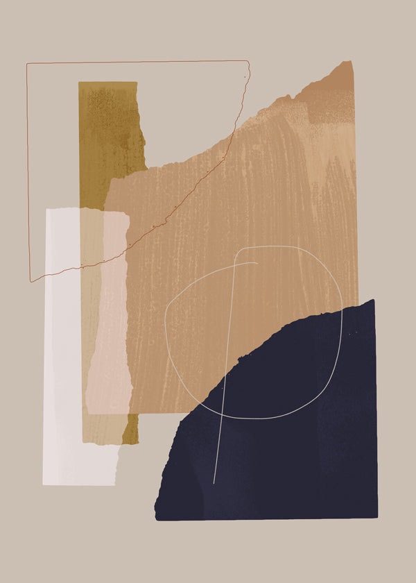 Arte abstrata tons terra e gestos lineares