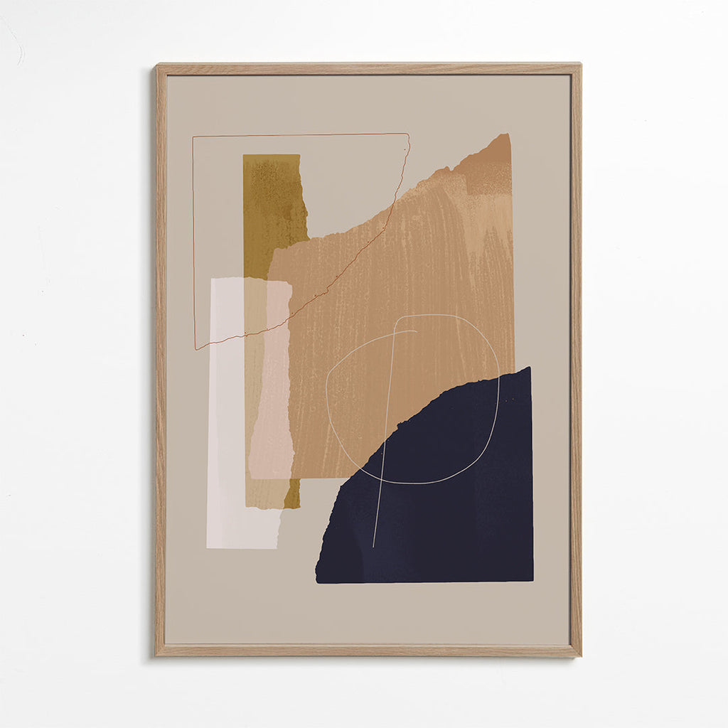 Arte abstrata tons terra e gestos lineares