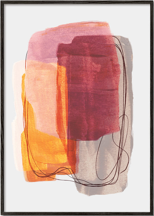 Obra abstrata com pinceladas rosas