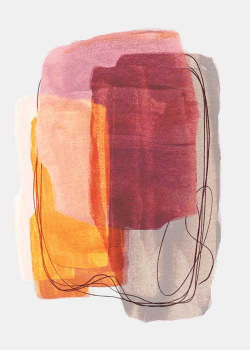 Obra abstrata com pinceladas rosas