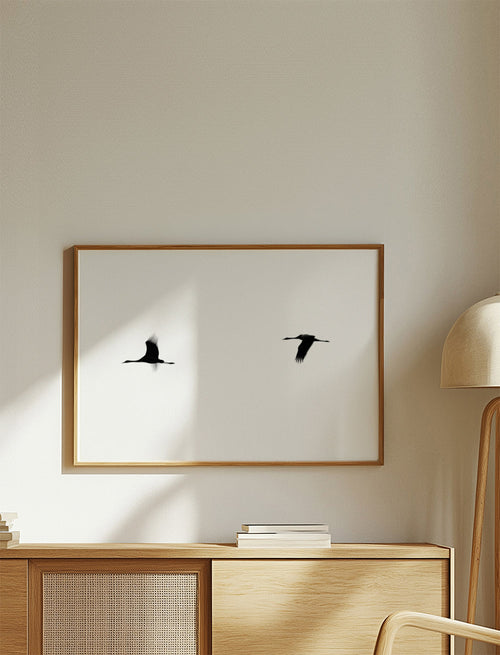 Arte gruas em voo minimalista