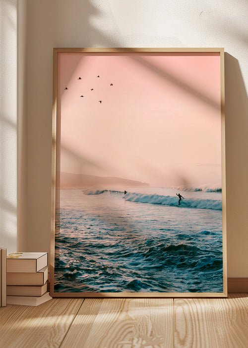 Arte desportivo surf ao amanhecer