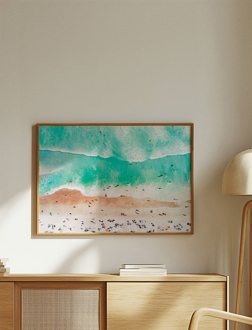 Arte para paisagem: praia turquesa vista aérea