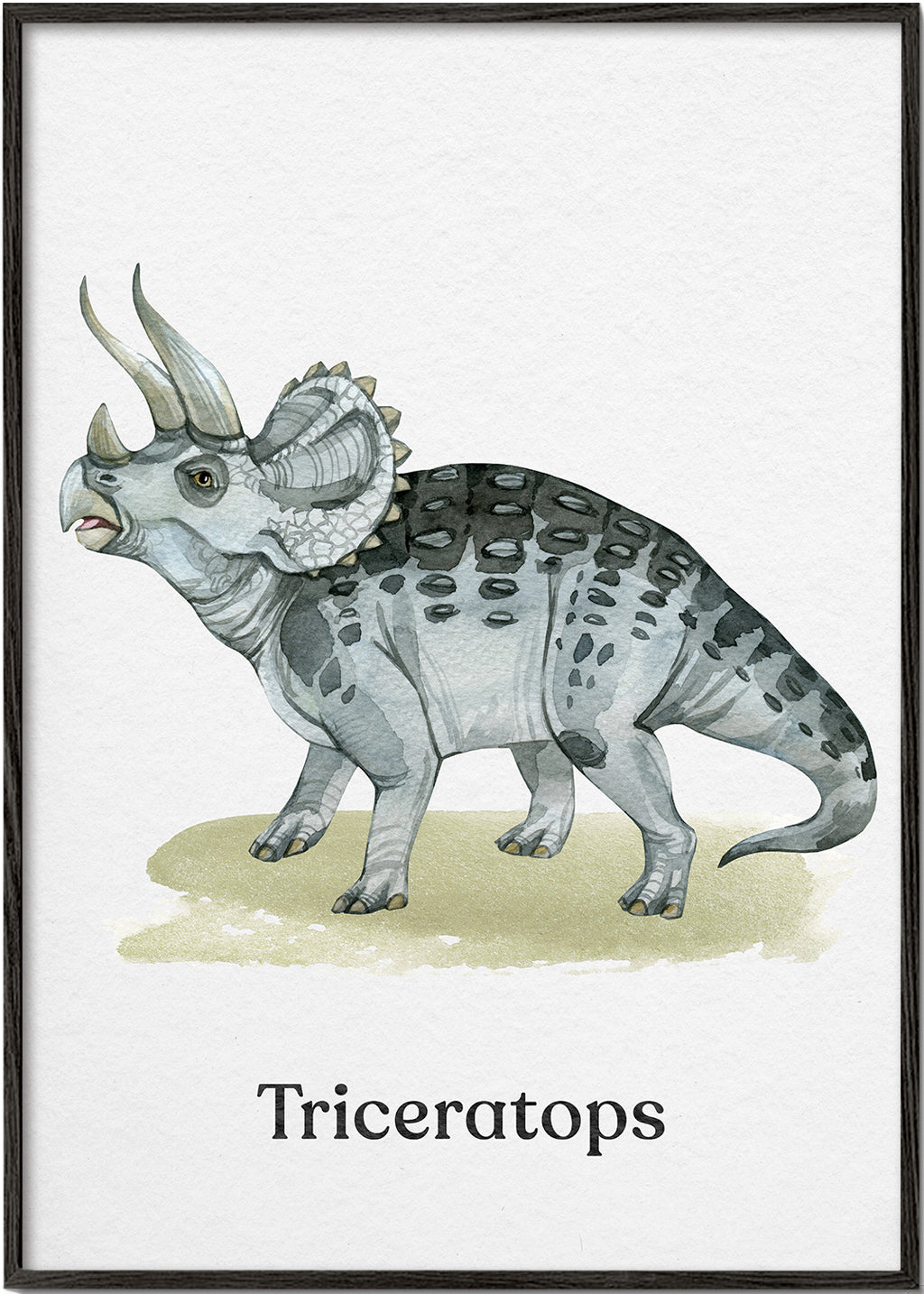 Quadro Triceratops ilustração em aquarela