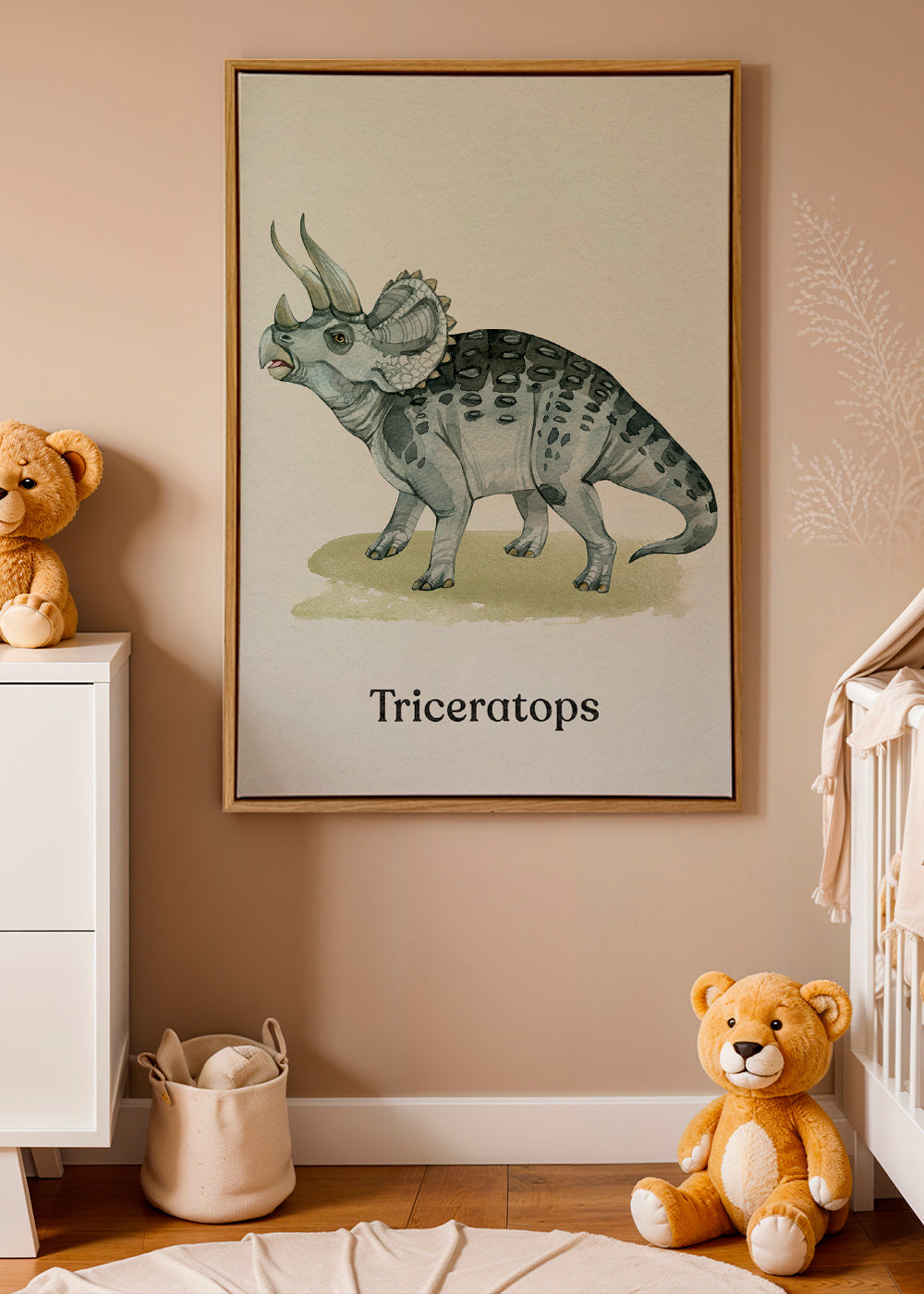 Quadro Triceratops ilustração em aquarela