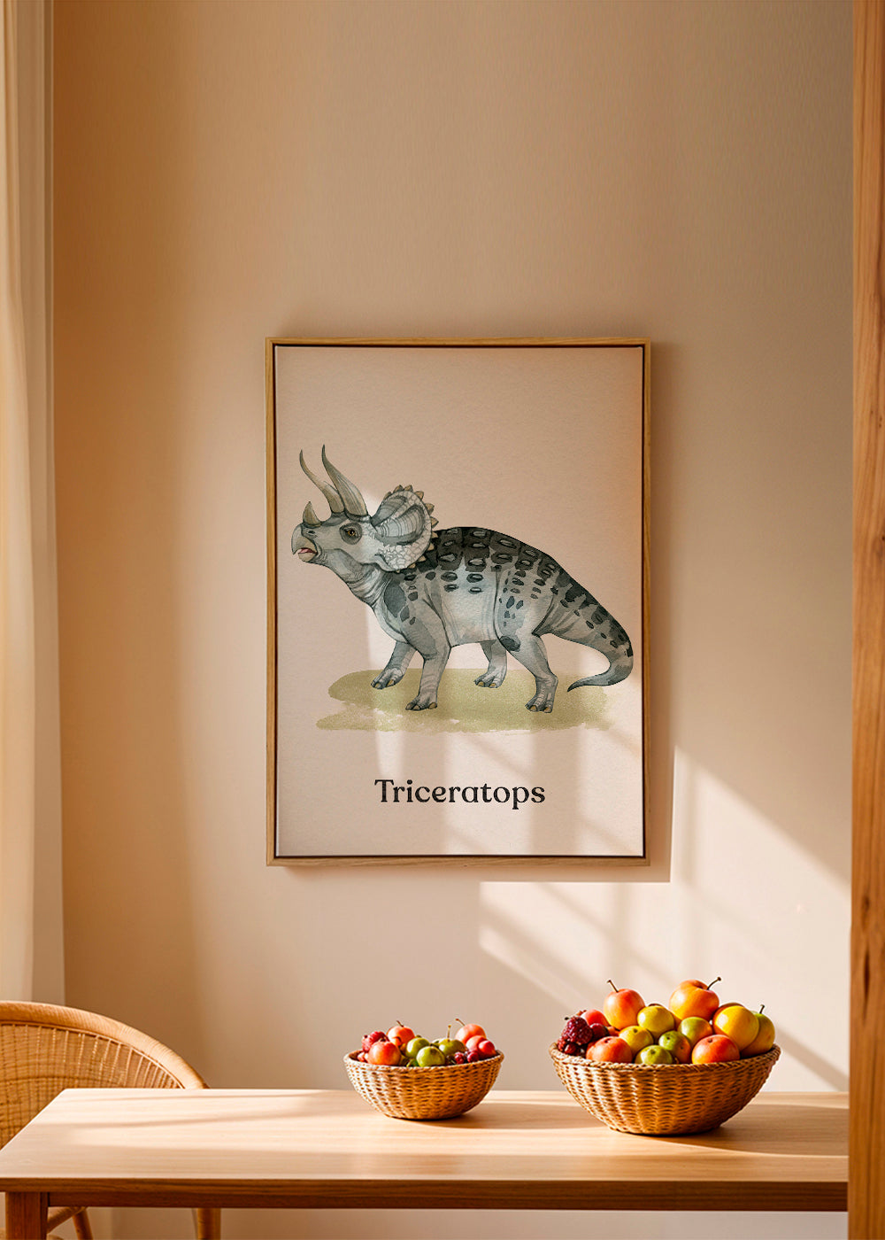 Quadro Triceratops ilustração em aquarela