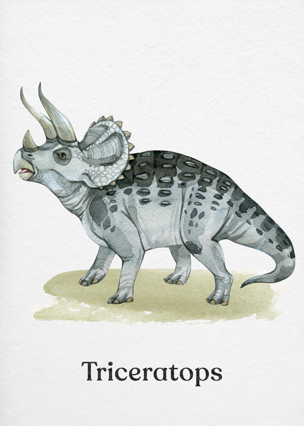 Quadro Triceratops ilustração em aquarela