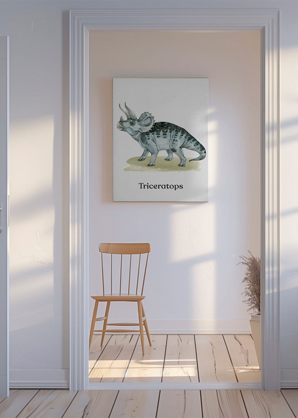 Quadro Triceratops ilustração em aquarela
