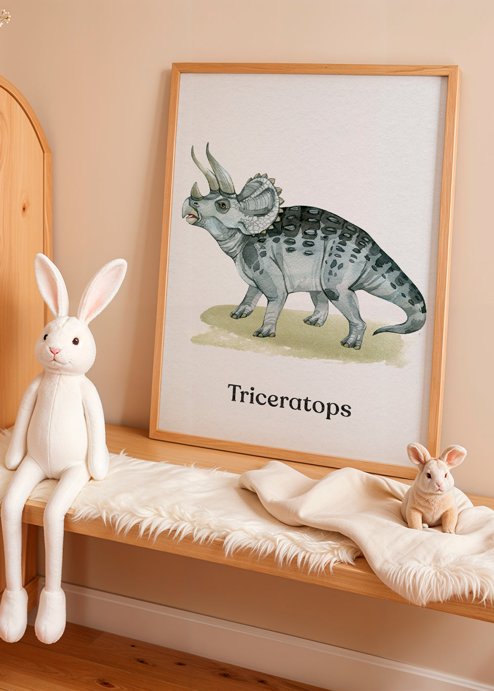 Quadro Triceratops ilustração em aquarela