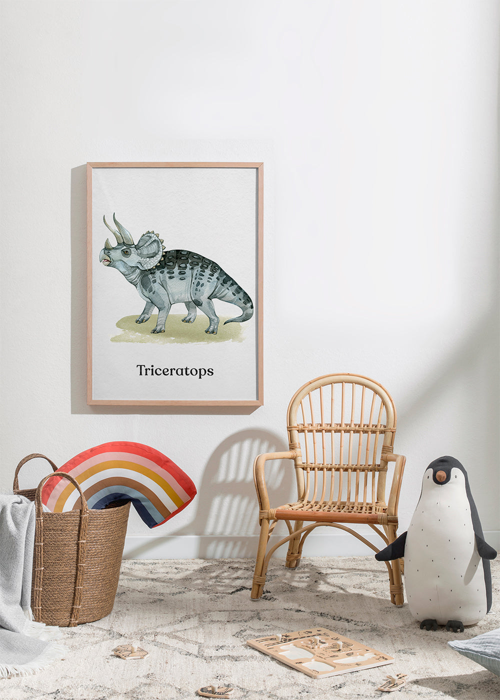 Quadro Triceratops ilustração em aquarela