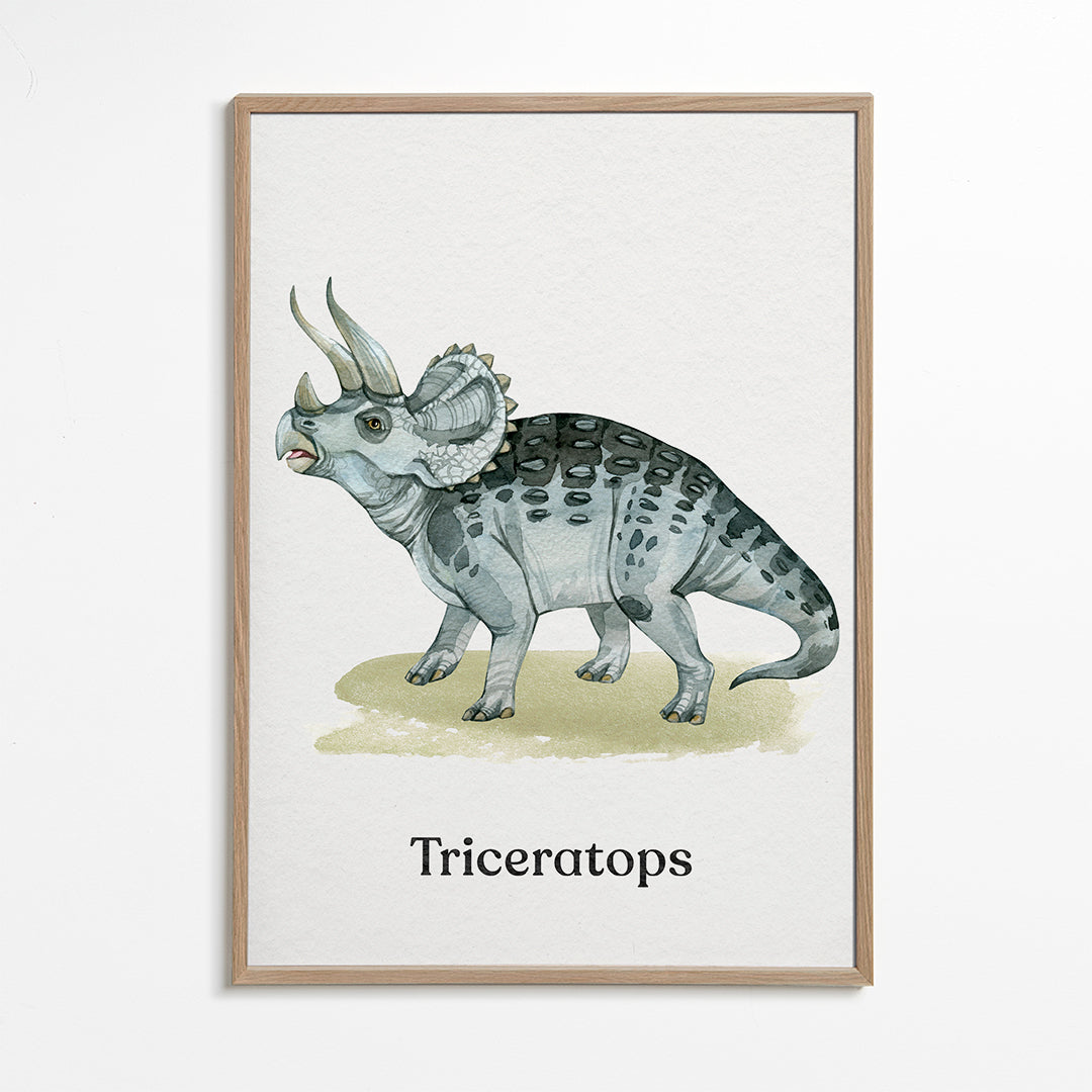 Quadro Triceratops ilustração em aquarela