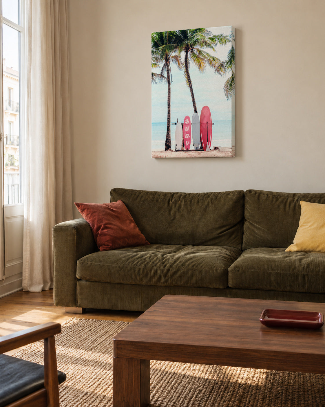 Choose Your Surfboard in pink - Unframed canvas in an interior