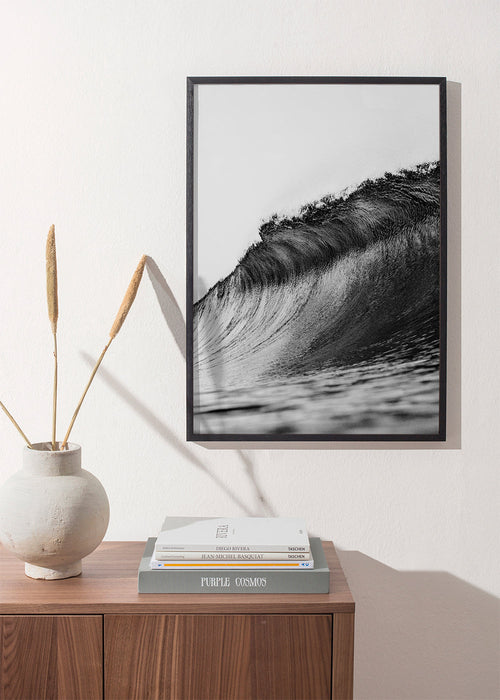 Arte paisagística: onda a preto e branco