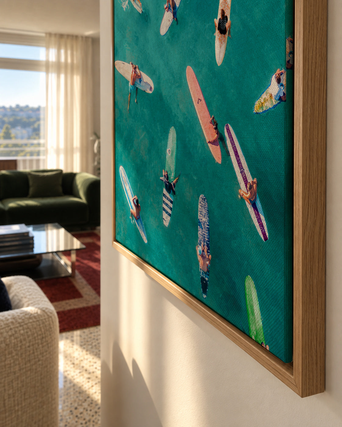 Surfers Traffic Jam - Framed canvas detail