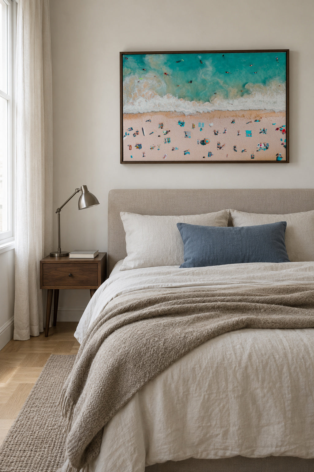 Beach Mood 3 - Framed canvas in an interior