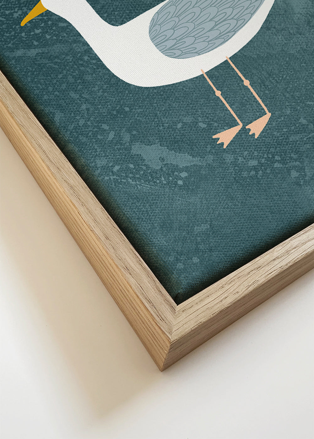 Quadro de gaivota ilustrada sobre fundo azul