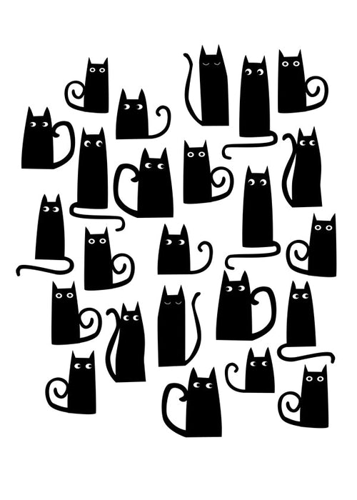 Obra gatos negros padrão divertido