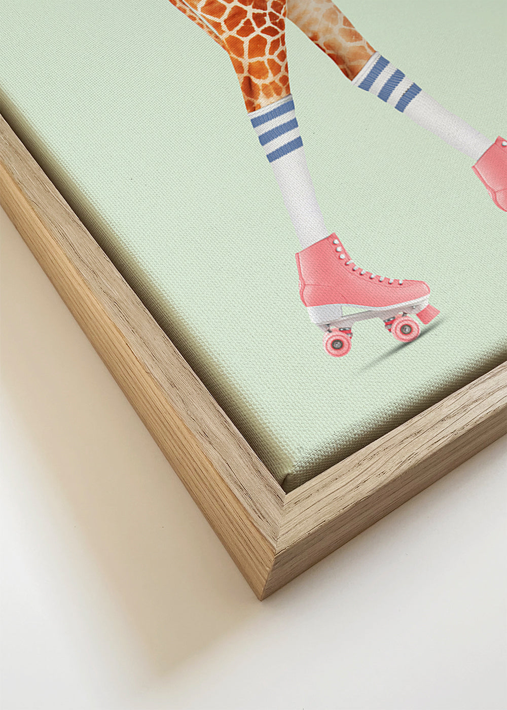 Quadro jirafa em patins rosa
