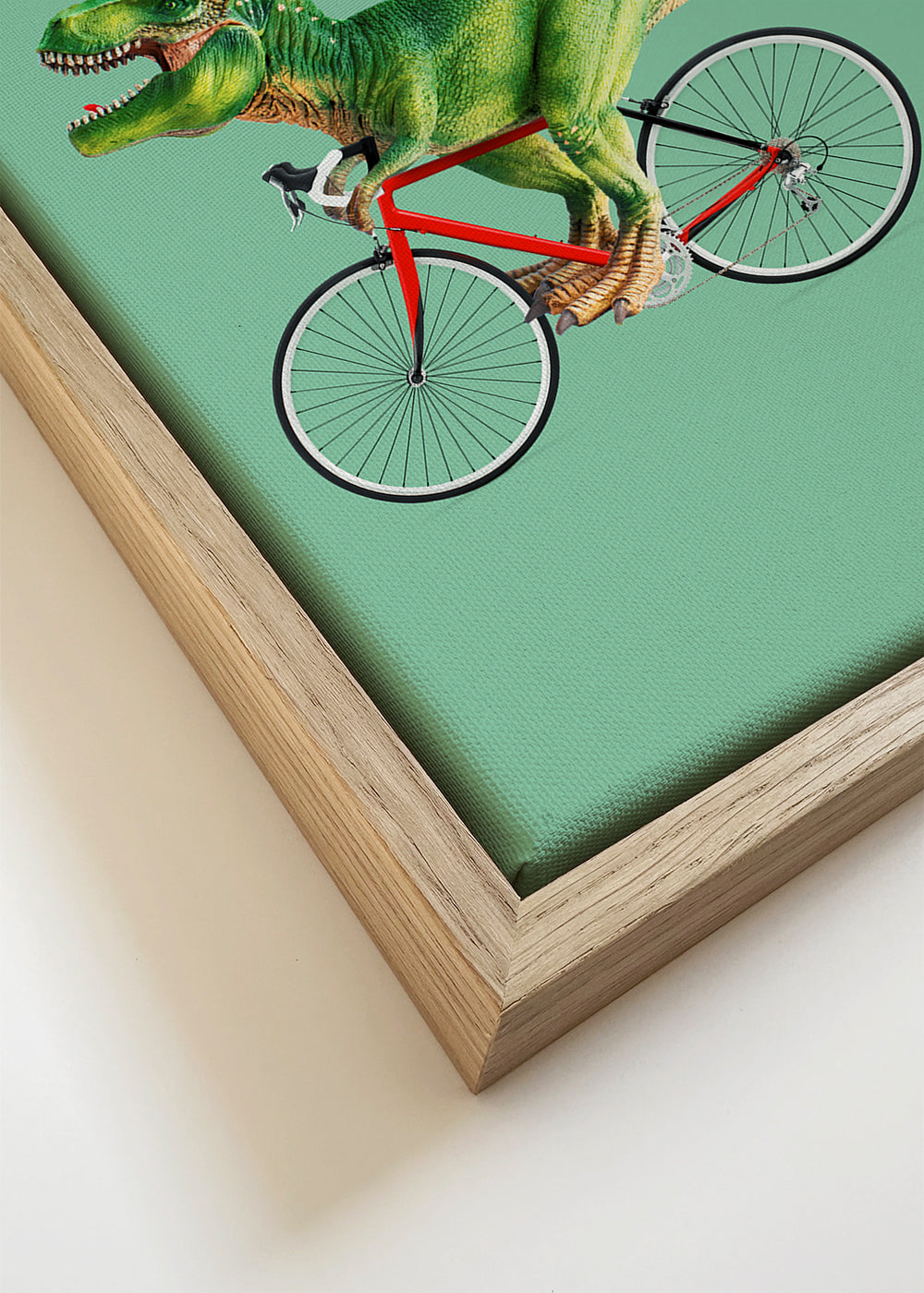 Quadro T-Rex de bicicleta sobre fundo verde