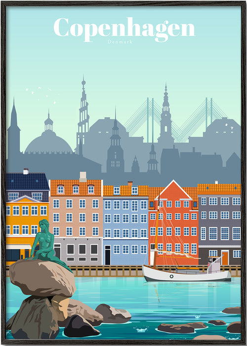 Poster de viagem: Copenhaga, porto colorido