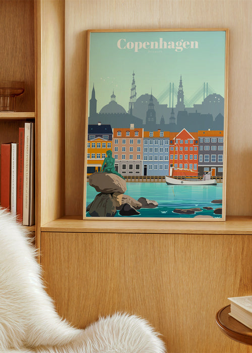 Poster de viagem: Copenhaga, porto colorido