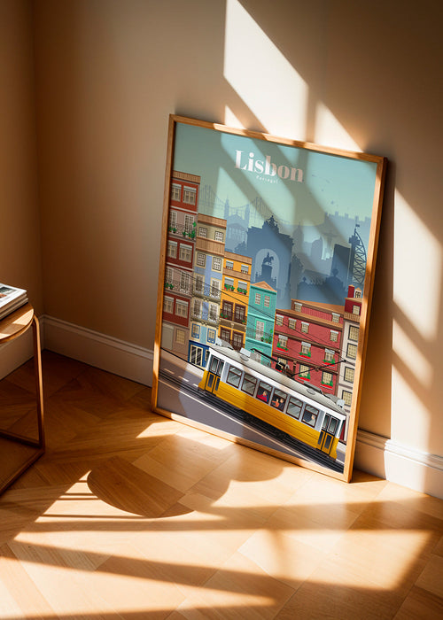 Poster de viagem: elétrico amarelo de Lisboa