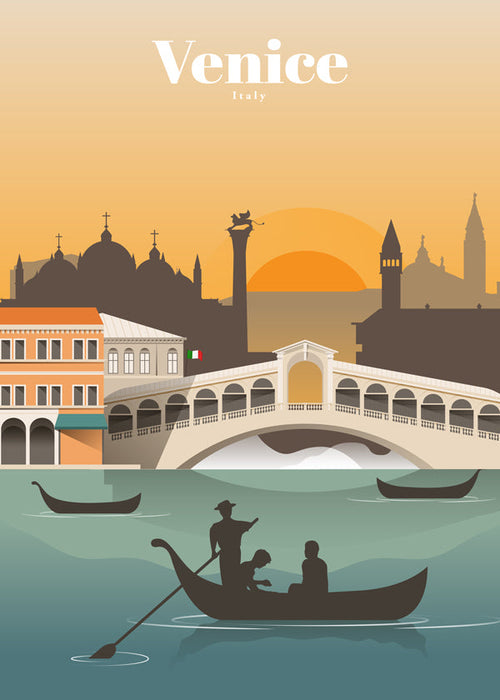 Poster de viagem Veneza ao pôr do sol