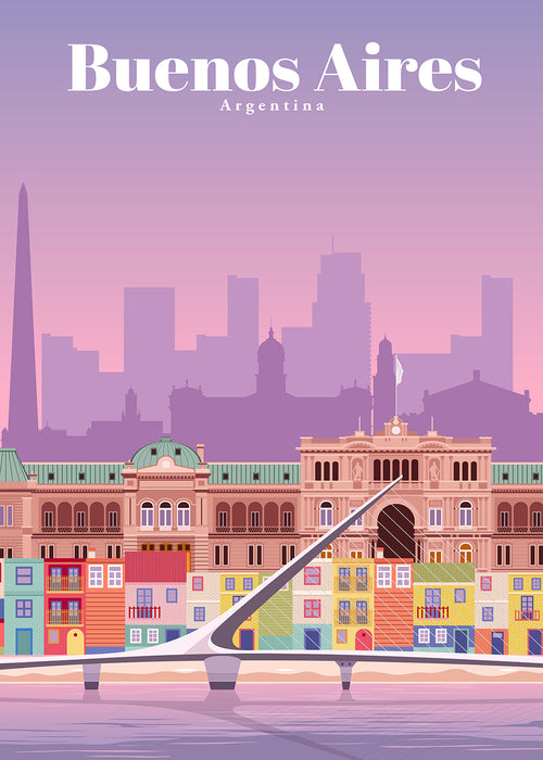 Quadro de viagem: Buenos Aires ilustrado e colorido